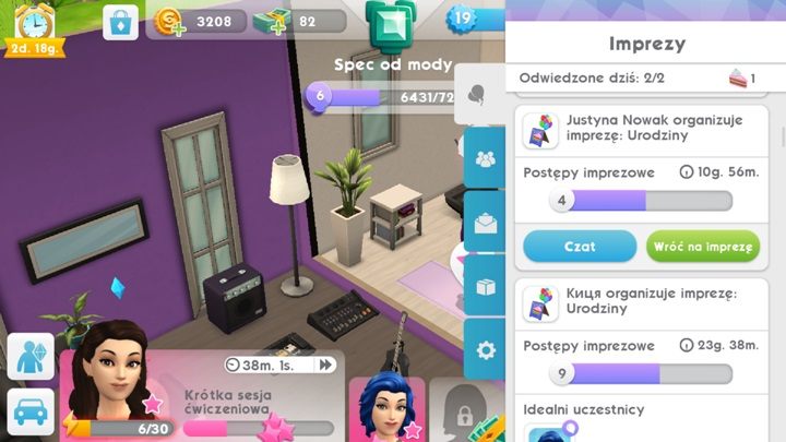 Jeśli wyjdziesz z imprezy, w każdej chwili możesz na nią wrócić - Imprezy w The Sims Mobile | Misje, wydarzenia, kariera i hobby - The Sims Mobile - poradnik do gry
