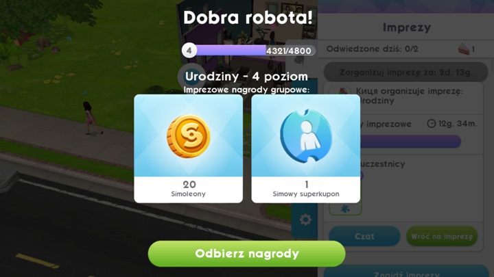 Po zakończeniu imprezy dostaniesz nagrodę - Imprezy w The Sims Mobile | Misje, wydarzenia, kariera i hobby - The Sims Mobile - poradnik do gry
