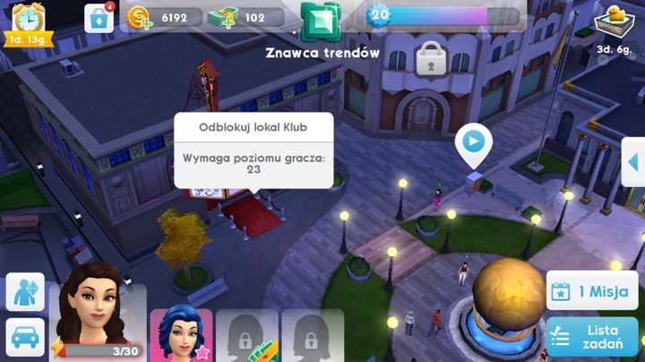 W Centrum znajduje się również lokal dostępny dopiero od 23 poziomu doświadczenia - Kariera w The Sims Mobile - The Sims Mobile - poradnik do gry