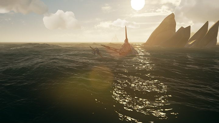 Jeśli w trakcie żeglugi uda Ci się trafić na Megalodona również możesz obrać go za swój cel treningowy - Sea of Thieves: Armaty - jak używać? - Sea of Thieves - poradnik do gry