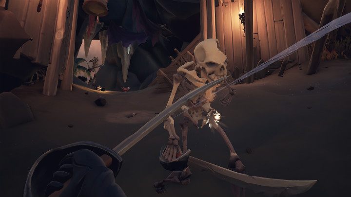 Lekkie ataki wykonane przy użyciu kordelasa wyrządzają 25% punktów obrażeń więc wystarczą zaledwie 4 szybkie cięcia, aby zlikwidować przeciwnika posiadającego pełne zdrowie - Sea of Thieves: Fechtunek - jak walczyć kordelasem? - Sea of Thieves - poradnik do gry