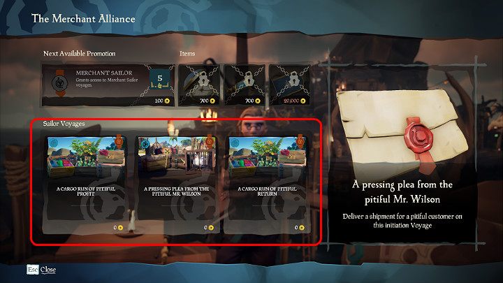 Podobnie jak w przypadku zlecenia od The Gold Hoarders musisz wykupić jedno z darmowych zadań, a następnie aktywować je na kapitańskim stole wewnątrz statku - Sea of Thieves: Jak zacząć? 7 prostych kroków - Sea of Thieves - poradnik do gry
