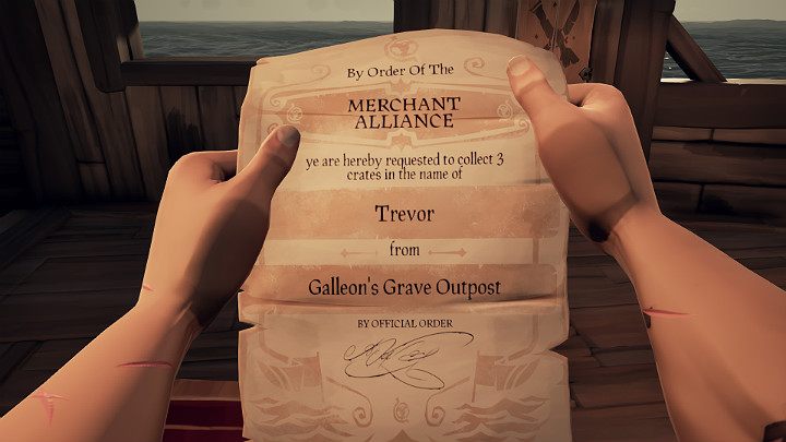 Po zaakceptowaniu zadania w Twoim ekwipunku pojawi się nowy przedmiot - list opisujący zlecenie, które należy wykonać - Sea of Thieves: Jak zacząć? 7 prostych kroków - Sea of Thieves - poradnik do gry