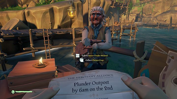 Po zagłosowaniu i uaktywnieniu misji, pamiętaj żeby koniecznie wrócić do handlarza i odebrać wszystkie klatki (Collect Chicken Coop) - Sea of Thieves: Kurczaki, świnie - jak łapać? - Sea of Thieves - poradnik do gry
