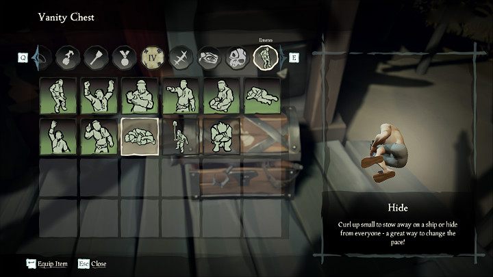Zielone emotki to te, które już znajdują się na kole emocji, a szare muszą zostać najpierw dodane, aby móc z nich korzystać - Sea of Thieves: Tucking - grabież, porady - Sea of Thieves - poradnik do gry