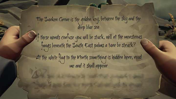 Wygląda na to, że jesteśmy na dobrej drodze do skarbu, bo kolejny wers pojawił się na naszej mapie zagadek - Sea of Thieves: Ashen Guardians Notes - Sea of Thieves - poradnik do gry
