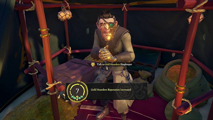 Przedstawiciele frakcji Gold Hoarders czekają na Ciebie w namiotach na terenie wyspy - bazy. - Frakcje i rodzaje misji w Sea of Thieves - Sea of Thieves - poradnik do gry