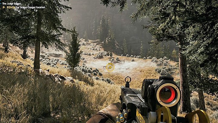 Od jednej z osób na terenie dawnego posterunku dowiesz się o możliwości wyruszenia na polowanie na wyjątkowo rzadki okaz pumy - Misje poboczne | Rzeka Henbane | Solucja Far Cry 5 - Far Cry 5 - poradnik do gry