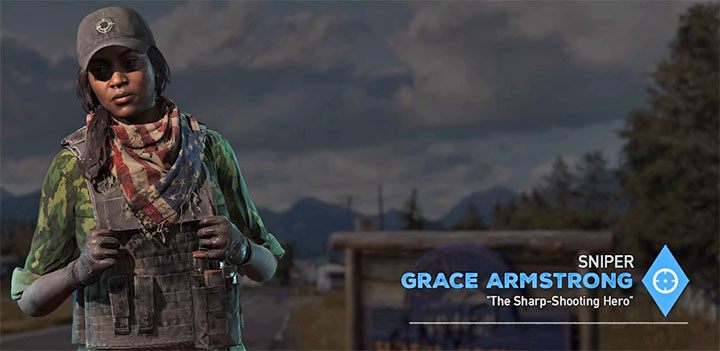 Grace Armstrong to trzeci specjalista z listy w grze Far Cry 5 - Specjaliści, towarzysze w Far Cry 5 - Far Cry 5 - poradnik do gry