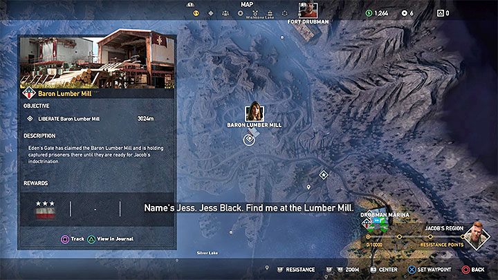 Na potrzeby przyłączenia łowczyni Jess Black dotrzyj do Tartaku Baronów w Górach Whitetail - Specjaliści, towarzysze w Far Cry 5 - Far Cry 5 - poradnik do gry