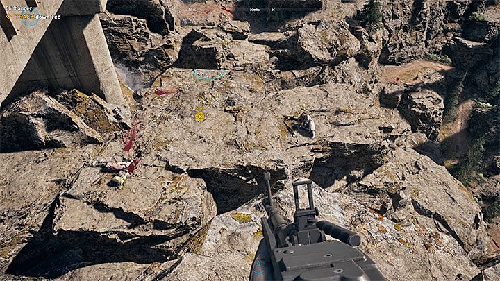 Musisz zaliczyć krótką wspinaczkę i dotrzeć na przebiegającą obok wodospadu asfaltową drogę - Lokacje kultu i skrytki prepperskie w Górach Whitetail | Góry Whitetail - Far Cry 5 - poradnik do gry