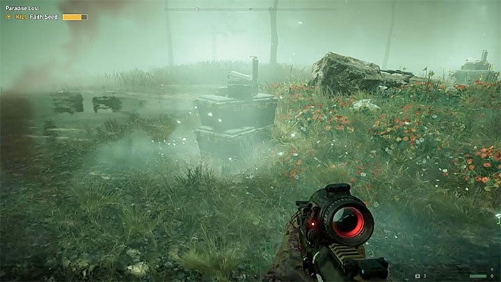 Za każdym razem gdy zadasz dostatecznie dużo obrażeń Faith zniknie z pola bitwy i w okolicy pojawią się zapasy - Raj utracony (druga misja z przejęcia Rzeki Henbane) | Rzeka Henbane | Far Cry 5 - Far Cry 5 - poradnik do gry