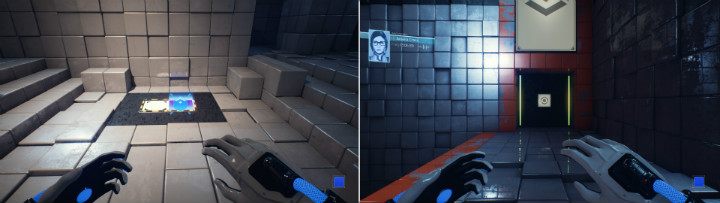 Użyj przycisku akcji na jednym z białych kwadratów znajdujących się na ziemi po czym wejdź na niego - Chapter 1 - Forgotten Roots - Solucja Q.U.B.E. 2 - Q.U.B.E. 2 - poradnik do gry