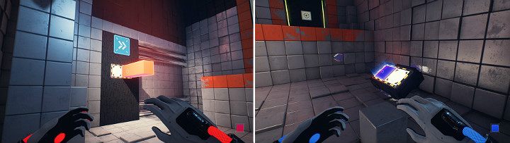 Pierwsze co należy zrobić na tej lokacji to wysunąć pomarańczową kostkę, tak jak na pierwszym obrazku - Chapter 2 - The Ropes - Solucja Q.U.B.E. 2 - Q.U.B.E. 2 - poradnik do gry