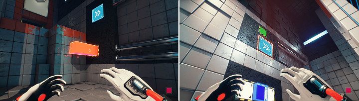 Przejdź do otwartego pomieszczenia i wysuń pomarańczową kostkę - Chapter 3 - House of Leaves - Solucja Q.U.B.E. 2 - Q.U.B.E. 2 - poradnik do gry