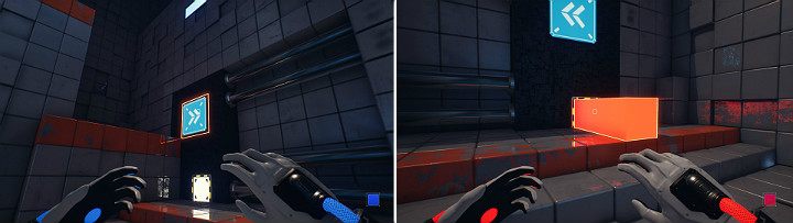 Przesuń suwnicę w prawą stronę po czym wysuń pomarańczową kostkę ze ściany - Chapter 4 - Lost in Transmission - Solucja Q.U.B.E. 2 - Q.U.B.E. 2 - poradnik do gry