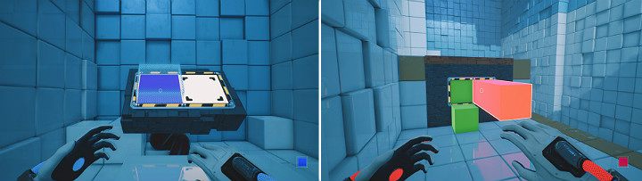 Stwórz niebieską kostkę na konsoli i wskocz na wyższy poziom lokacji - Chapter 5 - Tangled (The Machine) - Solucja Q.U.B.E. 2 - Q.U.B.E. 2 - poradnik do gry