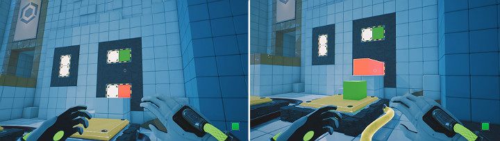 Aktywuj zieloną kostkę na górnym panelu, a pomarańczową na dolnym - Chapter 5 - Tangled (The Machine) - Solucja Q.U.B.E. 2 - Q.U.B.E. 2 - poradnik do gry