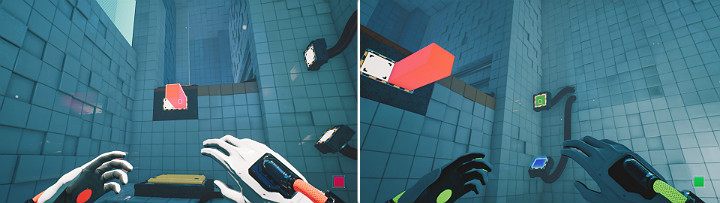 Stwórz pomarańczową kostkę i wysuń ją z panelu - Chapter 5 - Tangled (The Machine) - Solucja Q.U.B.E. 2 - Q.U.B.E. 2 - poradnik do gry