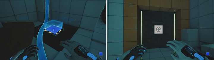 Przejdź w stronę kolejnych otwartych drzwi do których prowadzi niebieski kabel - Chapter 5 - Tangled (The Machine) - Solucja Q.U.B.E. 2 - Q.U.B.E. 2 - poradnik do gry