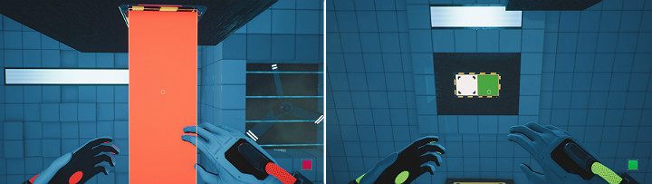 Po dwóch stronach pomieszczenia zauważysz wiatraki przed którymi należy się zasłonić, gdy suwnica ruszy do przodu - Chapter 5 - Tangled (The Machine) - Solucja Q.U.B.E. 2 - Q.U.B.E. 2 - poradnik do gry