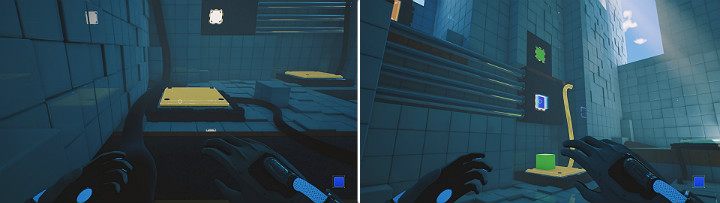 Gdy wejdziesz do kolejnego pomieszczenia wskocz na pierwszy duży przycisk - Chapter 5 - Tangled (The Machine) - Solucja Q.U.B.E. 2 - Q.U.B.E. 2 - poradnik do gry