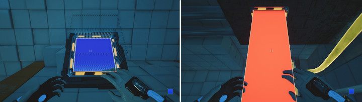 Odwróć się do konsoli i stwórz niebieską kostkę po czym wskocz na nią - Chapter 5 - Tangled (The Machine) - Solucja Q.U.B.E. 2 - Q.U.B.E. 2 - poradnik do gry