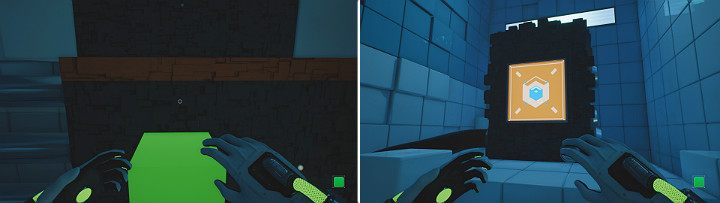 Teraz wysuń kolejną zieloną kostkę, aby spadła pod nogi Twojej postaci - Chapter 5 - Tangled (The Machine) - Solucja Q.U.B.E. 2 - Q.U.B.E. 2 - poradnik do gry