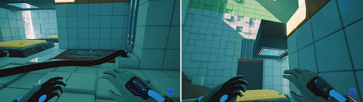 Stań na windzie widocznej na pierwszym obrazku - Chapter 6 - Fragile Dreams - Solucja Q.U.B.E. 2 - Q.U.B.E. 2 - poradnik do gry