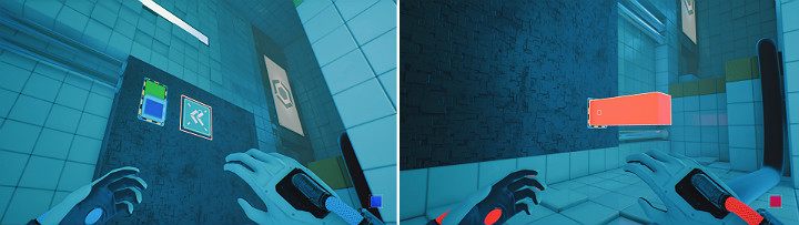 Przesuń suwnicę w lewą stronę po czym stwórz pomarańczową kostkę i wysuń ją ze ściany, aby stworzyć podest - Chapter 6 - Fragile Dreams - Solucja Q.U.B.E. 2 - Q.U.B.E. 2 - poradnik do gry