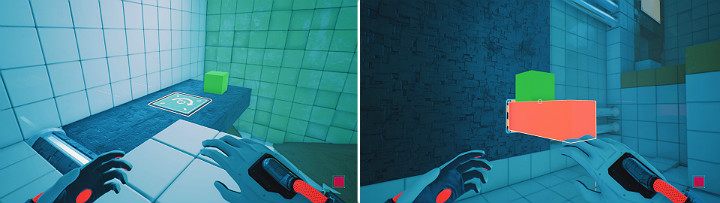 Teraz aktywuj panel na ściance, aby wyrzucić zieloną kostkę w powietrze - Chapter 6 - Fragile Dreams - Solucja Q.U.B.E. 2 - Q.U.B.E. 2 - poradnik do gry