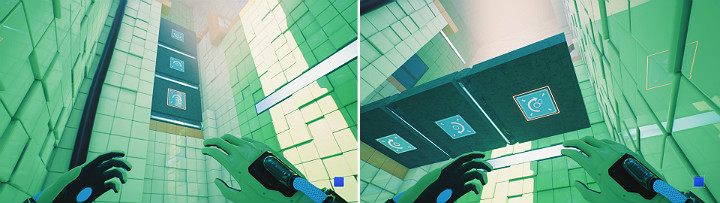 Najpierw aktywuj dolny panel, aby ustawić ściankę w pozycji poziomej - Chapter 6 - Fragile Dreams - Solucja Q.U.B.E. 2 - Q.U.B.E. 2 - poradnik do gry