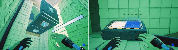 Teraz aktywuj środkowy panel, a następnie odwróć się do konsoli i stwórz niebieską kostkę - Chapter 6 - Fragile Dreams - Solucja Q.U.B.E. 2 - Q.U.B.E. 2 - poradnik do gry