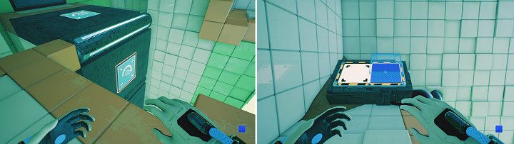 Teraz aktywuj środkowy panel, po czym stwórz na konsoli niebieską kostkę - Chapter 6 - Fragile Dreams - Solucja Q.U.B.E. 2 - Q.U.B.E. 2 - poradnik do gry