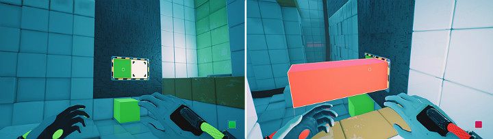 Stwórz zieloną kostkę z lewej strony panelu po czym wskocz na nią i przeskocz do wnęki - Chapter 6 - Fragile Dreams - Solucja Q.U.B.E. 2 - Q.U.B.E. 2 - poradnik do gry