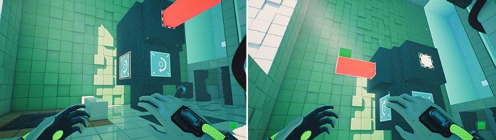 Przesuń głowicę w lewą stronę, a następnie skasuj pomarańczową kostkę - Chapter 6 - Fragile Dreams - Solucja Q.U.B.E. 2 - Q.U.B.E. 2 - poradnik do gry