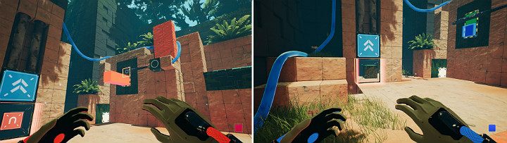 Stwórz na panelu bocznym pomarańczową kostkę na dole, a zieloną u góry - Chapter 8 - The Fall of Man - Solucja Q.U.B.E. 2 - Q.U.B.E. 2 - poradnik do gry