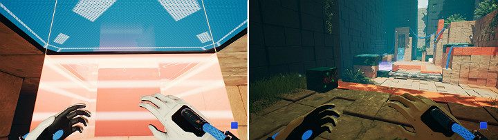 Wskocz na zieloną kostkę, po czym zamień biegun magnesu na niebieski - Chapter 8 - The Fall of Man - Solucja Q.U.B.E. 2 - Q.U.B.E. 2 - poradnik do gry