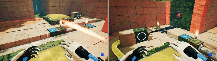 Gdy urządzenie zacznie się palić, ponownie aktywuj suwnicę, aby wróciła na swoje miejsce po prawej stronie - Chapter 8 - The Fall of Man - Solucja Q.U.B.E. 2 - Q.U.B.E. 2 - poradnik do gry