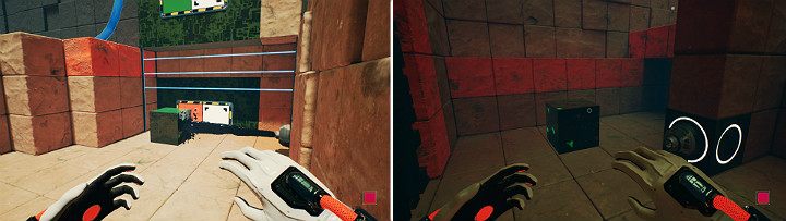 Następnie skasuj pomarańczową kostkę, a gdy zielona pokryje się ropą, ponownie wysuń pomarańczową kostkę - Chapter 8 - The Fall of Man - Solucja Q.U.B.E. 2 - Q.U.B.E. 2 - poradnik do gry