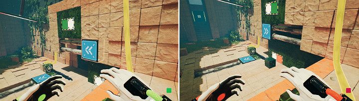 Stań na dużym przycisku i ponownie aktywuj suwnicę, aby wróciła do swojej pierwotnej pozycji - Chapter 8 - The Fall of Man - Solucja Q.U.B.E. 2 - Q.U.B.E. 2 - poradnik do gry