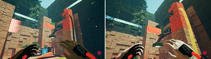 Stwórz pomarańczową kostkę na górnym panelu, a następnie posadź na niej zieloną - Chapter 8 - The Fall of Man - Solucja Q.U.B.E. 2 - Q.U.B.E. 2 - poradnik do gry