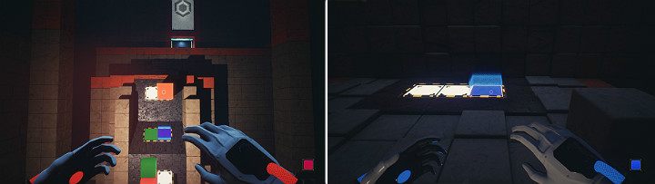 Na górnym panelu stwórz pomarańczową kostkę i przeskocz na drugą stronę mapy - Chapter 10 - Uncomfortable Truths - Solucja Q.U.B.E. 2 - Q.U.B.E. 2 - poradnik do gry