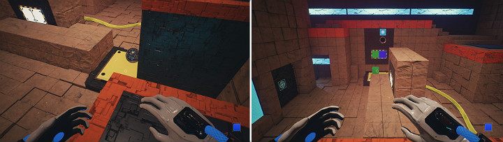 Kula przetoczy się po murku i aktywuje mechanizm windy dzięki czemu Twoja postać pojedzie do góry - Chapter 10 - Uncomfortable Truths - Solucja Q.U.B.E. 2 - Q.U.B.E. 2 - poradnik do gry