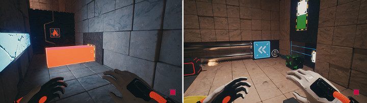 Wejdź do wąskiego korytarza i stwórz tam pomarańczową kostkę - Chapter 10 - Uncomfortable Truths - Solucja Q.U.B.E. 2 - Q.U.B.E. 2 - poradnik do gry