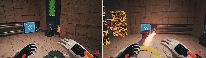 Stwórz na górnym panelu kolejną zieloną kostką i wysuń ją - Chapter 10 - Uncomfortable Truths - Solucja Q.U.B.E. 2 - Q.U.B.E. 2 - poradnik do gry