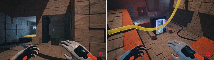 Otworzysz w ten sposób drzwi do przycisku, który będzie potrzebny do wykonania kolejnego kroku - Chapter 10 - Uncomfortable Truths - Solucja Q.U.B.E. 2 - Q.U.B.E. 2 - poradnik do gry