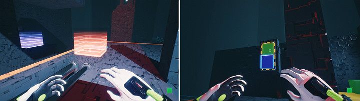 Wróć do magnesu na suwnicy i zmień jego biegun na czerwony po czym przesuń suwnice w prawą stronę - Chapter 11 - The Abyss - Solucja Q.U.B.E. 2 - Q.U.B.E. 2 - poradnik do gry