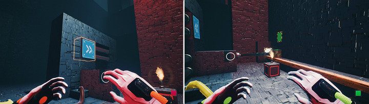 Przesuń suwnice w prawą stronę, a następnie wejdź na duży przycisk, aby aktywować ropę - Chapter 11 - The Abyss - Solucja Q.U.B.E. 2 - Q.U.B.E. 2 - poradnik do gry