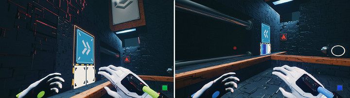 Przesuń suwnice w prawą stronę i stwórz na dole niebieską kostkę - Chapter 11 - The Abyss - Solucja Q.U.B.E. 2 - Q.U.B.E. 2 - poradnik do gry